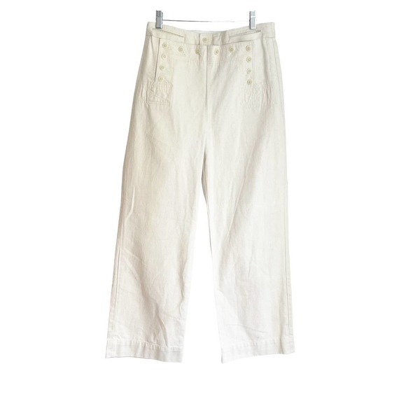 Tory Burch Button Detail Cropped Wide Leg Sailor Pants Size 6 NWOT - Picture 5 of 11